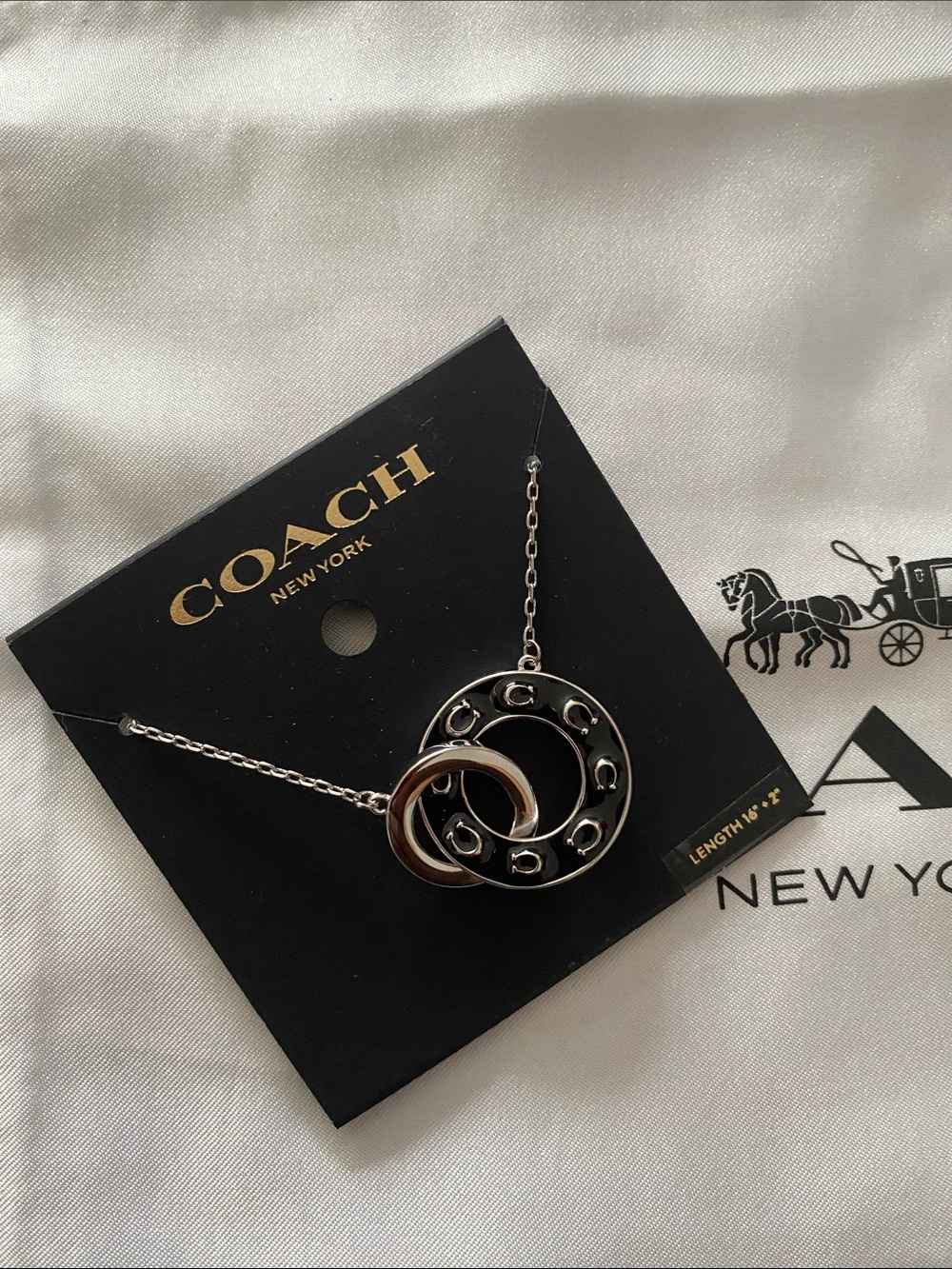 COACH Silver-Tone Interlocking Circle Pendant Necklace